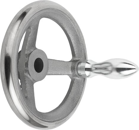 Handräder DIN 950 aus Grauguss, mit drehbarem Ballengriff, inch