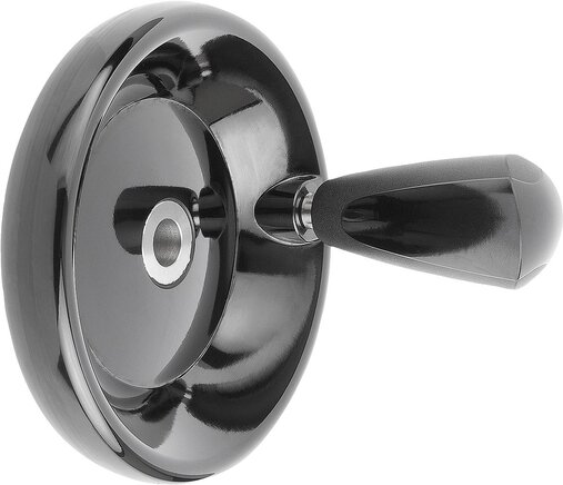 Scheibenhandräder mit drehbarem Griff, Stahlteile Edelstahl, Form E, mit Passbohrung, inch