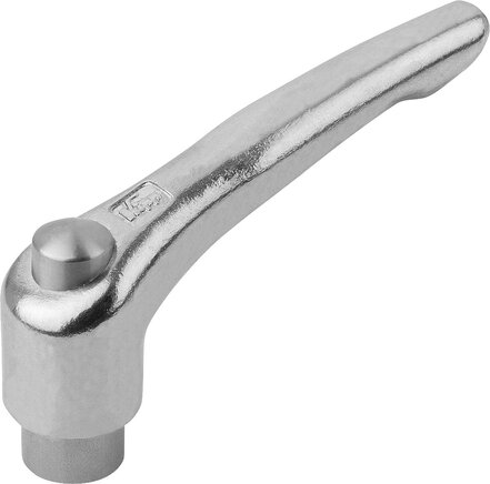 Klemmhebel Edelstahl mit Schutzkappe mit Innengewinde, inch