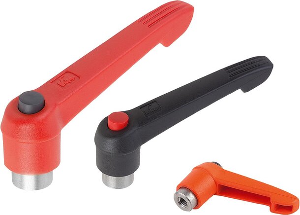 Klemmhebel mit Druckknopf mit Innengewinde, Stahlteile aus Edelstahl, inch