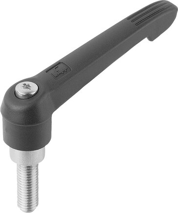 Klemmhebel mit Außengewinde und Kunststoffgriff, Stahlteile aus Edelstahl, inch