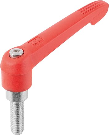 Klemmhebel mit Außengewinde und Kunststoffgriff, Stahlteile aus Edelstahl, inch