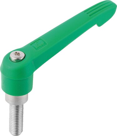 Klemmhebel mit Außengewinde und Kunststoffgriff, Stahlteile aus Edelstahl, inch