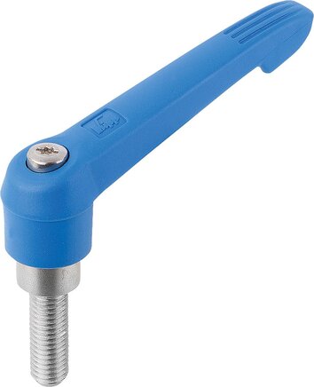 Klemmhebel mit Außengewinde und Kunststoffgriff, Stahlteile aus Edelstahl, inch