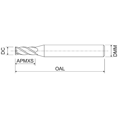Fresa de carboneto sólido 2 - 20 mm, 3 arestas de corte KERFOLG