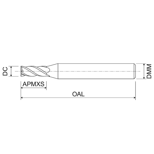Fresa de carboneto sólido 2 - 20 mm, 4 arestas de corte KERFOLG