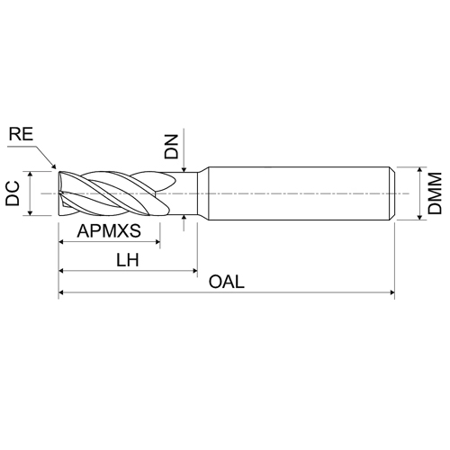 Fresa de carboneto sólido 3 - 16 mm, 3 canais helicoidais KERFOLG