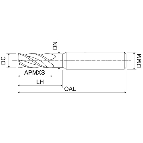 Fresa de carboneto sólido 3 - 20 mm, 2 arestas de corte KERFOLG