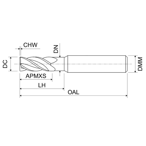 Fresa de carboneto sólido 6 - 20 mm, 3 arestas de corte KERFOLG