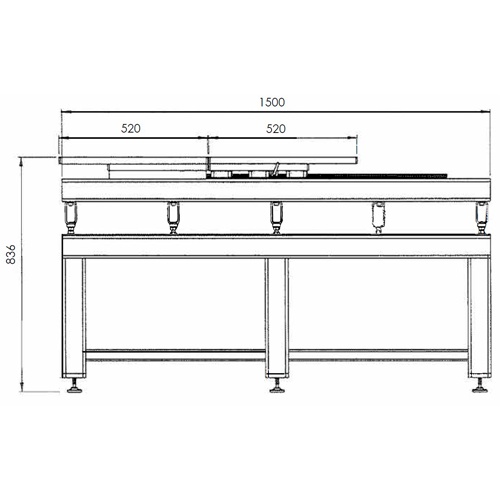 Mesa p/ Moldes com Placas Ranhuradas em T p/ Suportes Mecânicos - 1,5 a 3T