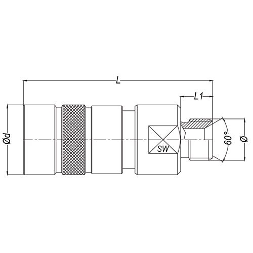 Acoplamento Face Plana Rosca Macho