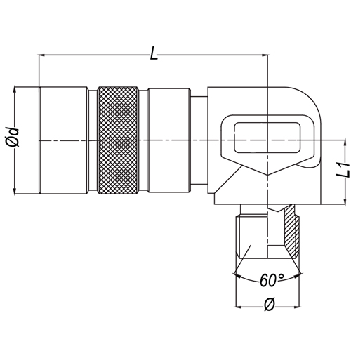 Acoplamento Face Plana 90º Rosca Macho