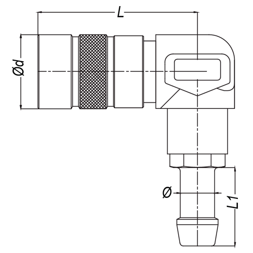 Acoplamento Face Plana 90º  Mangueira