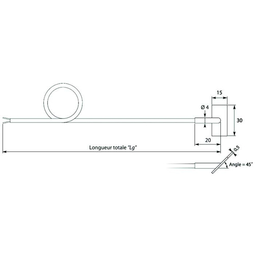 Termopar - Tipo Folha 45º