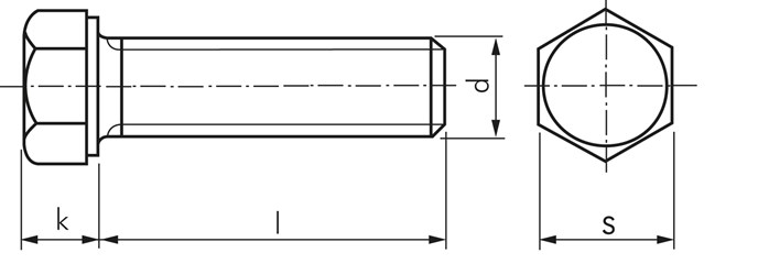 Parafusos sextavados, rosca para cabeça aproximada, DIN 933 - ISO 4017