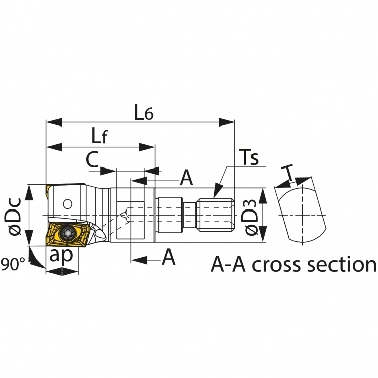 TUNGALOY FRESA DE CANTO DIREITO - LADO úNICO