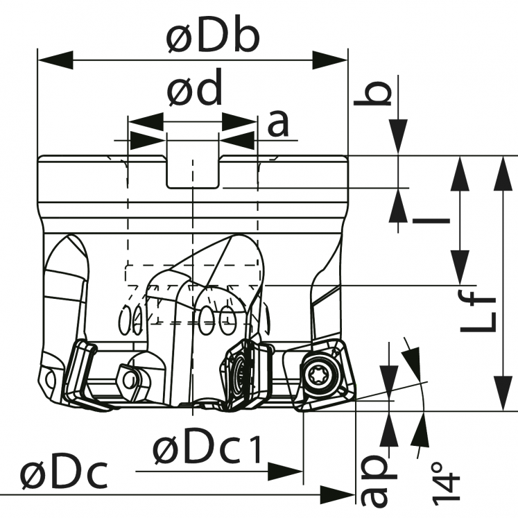 TUNGALOY FRESA DE CANTO PARA PASTILHAS DE LADO úNICO C/ROSCA