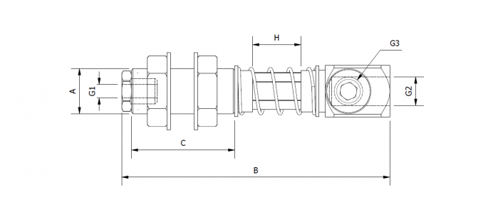 Braço de Vácuo com Mola e Corpo Roscado (Não Rotativo)