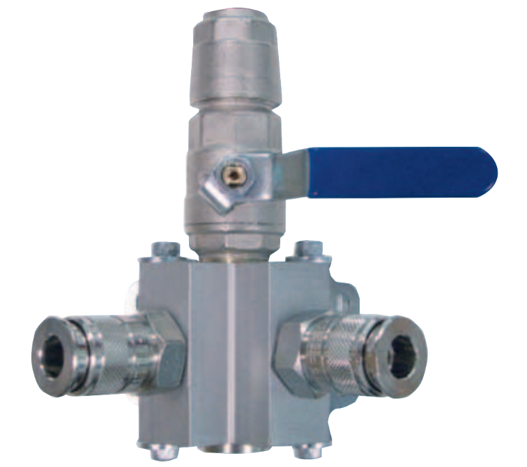 SAíDA DE AR DUPLA COM ENCAIXES RáPIDOS E VáLVULA DE CORTE