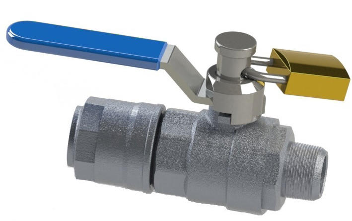 VáLVULA ESFERA 2 VIAS MACHO COM CADEADO