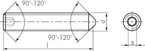 Hastes roscadas com soquete hexagonal e ponta, DIN 914 - ISO 4027