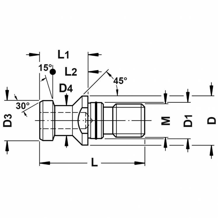TIRANTE DIN 69872 NãO PERFURADO COM O-RING C4410