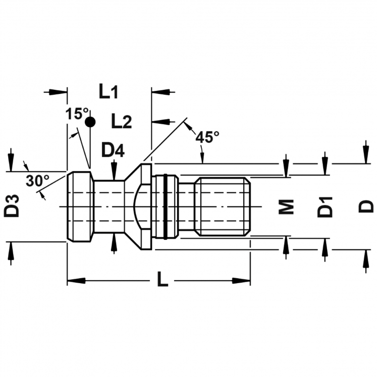 TIRANTE DIN 69872 NãO PERFURADO COM O-RING C4415