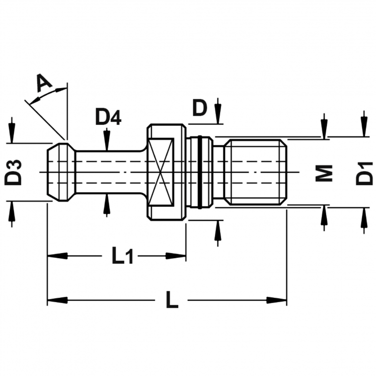 TIRANTE BT FOR DIN 69871 PERFURADO COM O-RING C4455
