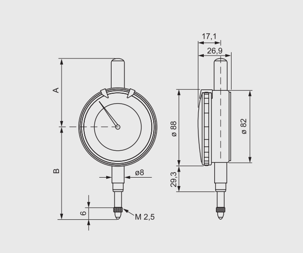 Alpa - Comparador Centesimal Ø88mm