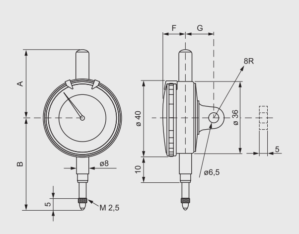 Alpa - Comparador Centesimal Ø40mm
