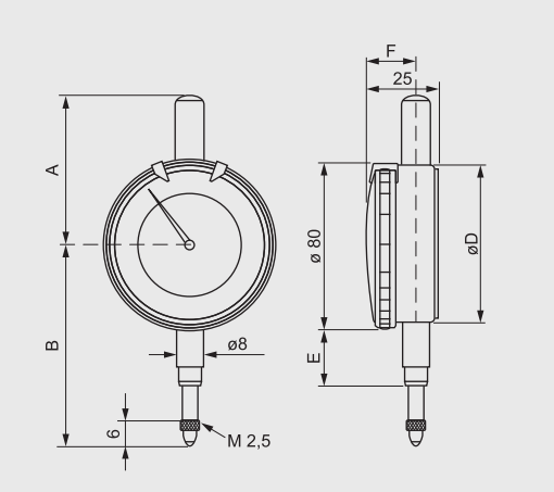 Alpa - Comparador Centesimal Ø80mm