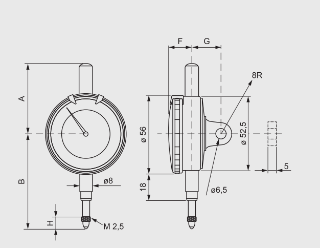 Alpa - Comparador Milimétrico Ø56mm