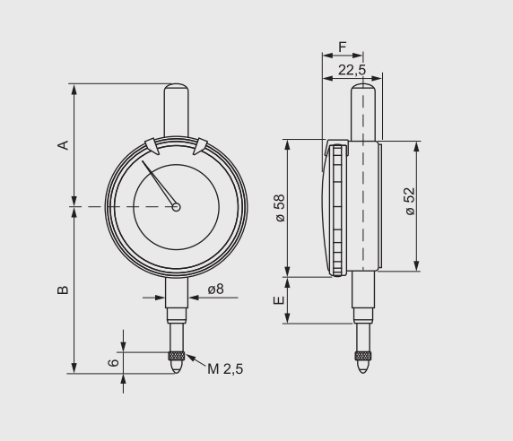 Alpa - Comparador Milimétrico Ø58mm