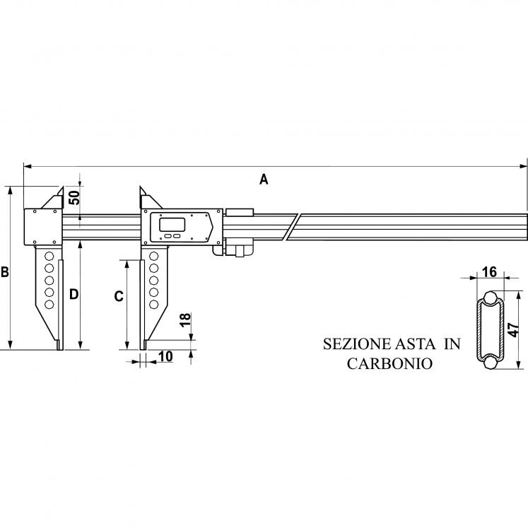 ALPA AA040 PAQUIMETRO DIGITAL EM FIBRA DE CARBONO MEGALINE D0054