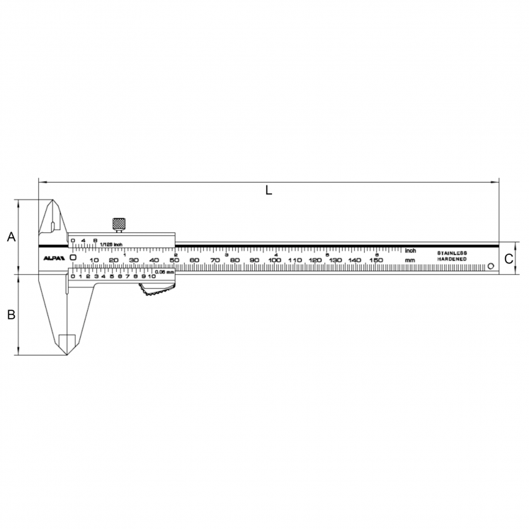 ALPA AB012 PAQUIMETRO VERNIER MONOBLOCO D0205
