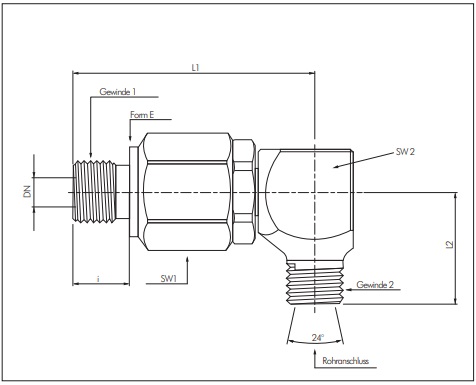 Juntas giratórias de cotovelo guiadas por esferas com parafuso na rosca, PN 315