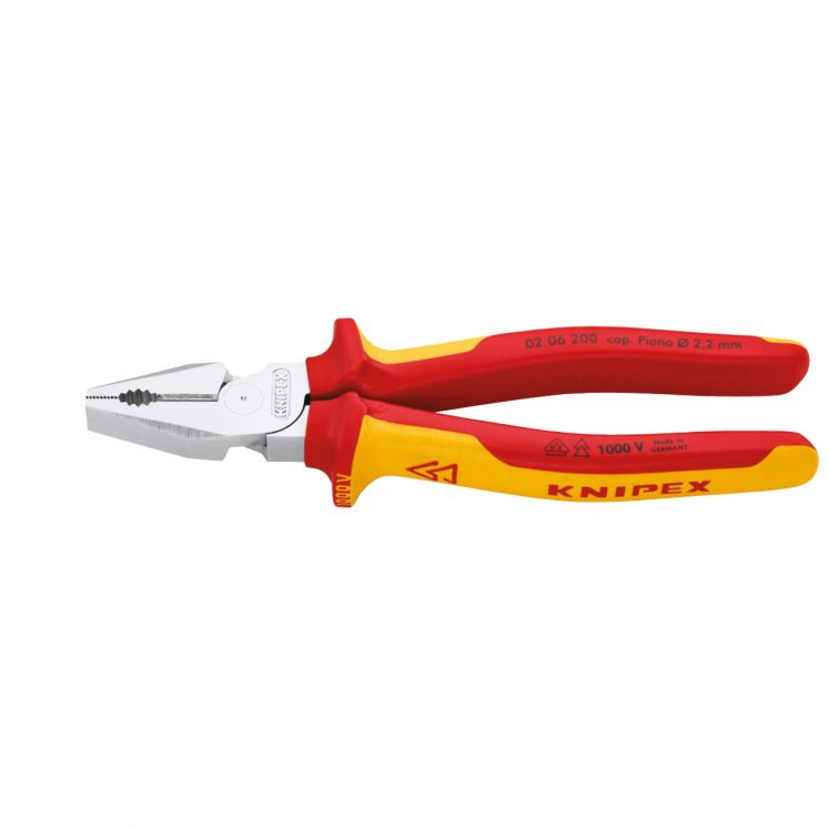 ALICATE UNIVERSAL DE ALTA ALAVANCAGEM VDE ISOLADO 1000 VOLTS KNIPEX  02 06 180 - 02 06 200