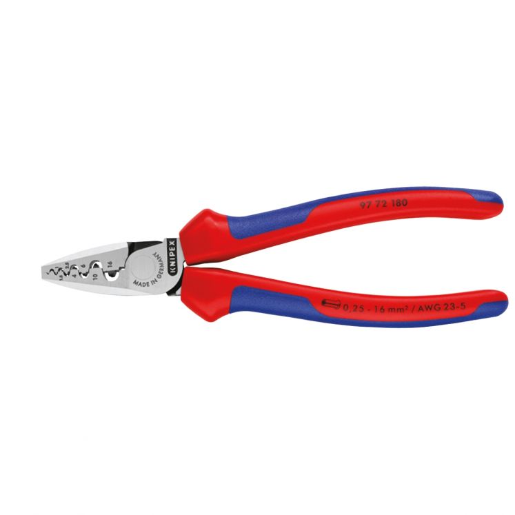 ALICATE DE APERTO PARA TERMINAIS DE BUCHAS (PONTEIRAS) COM PUNHOS BICOMPONENTE KNIPEX 97 72 180