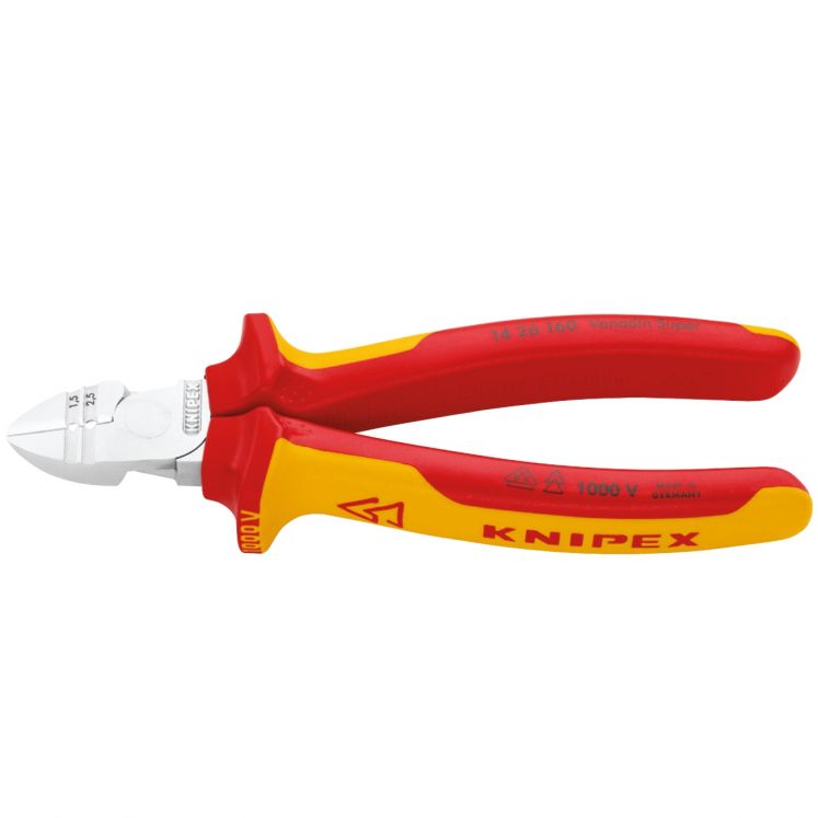 ALICATE LATERAL COM DESCASCADOR DE FIOS VDE ISOLADO 1000 VOLTS KNIPEX 14 26 160