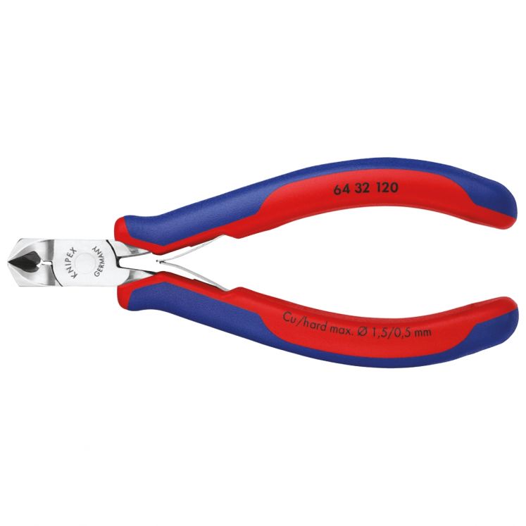 ALICATE DE CORTE 15° FRONTAL PARA ELECTRóNICA E MECâNICA FINA DIN ISO 9654 KNIPEX 64 32 120