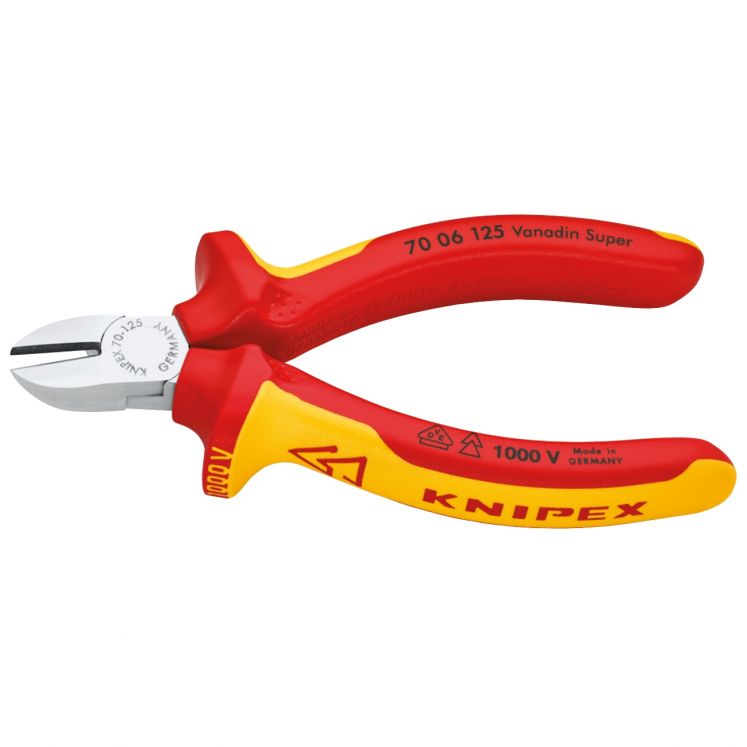 ALICATE DE CORTE DIAGONAL VDE ISOLADO 1000 VOLTS KNIPEX 70 06 125 / 140 / 160 /180