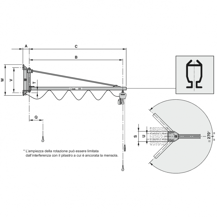 B-HANDLING M1310 GRUA PARA FIXAR NA PAREDE SM GIS KB