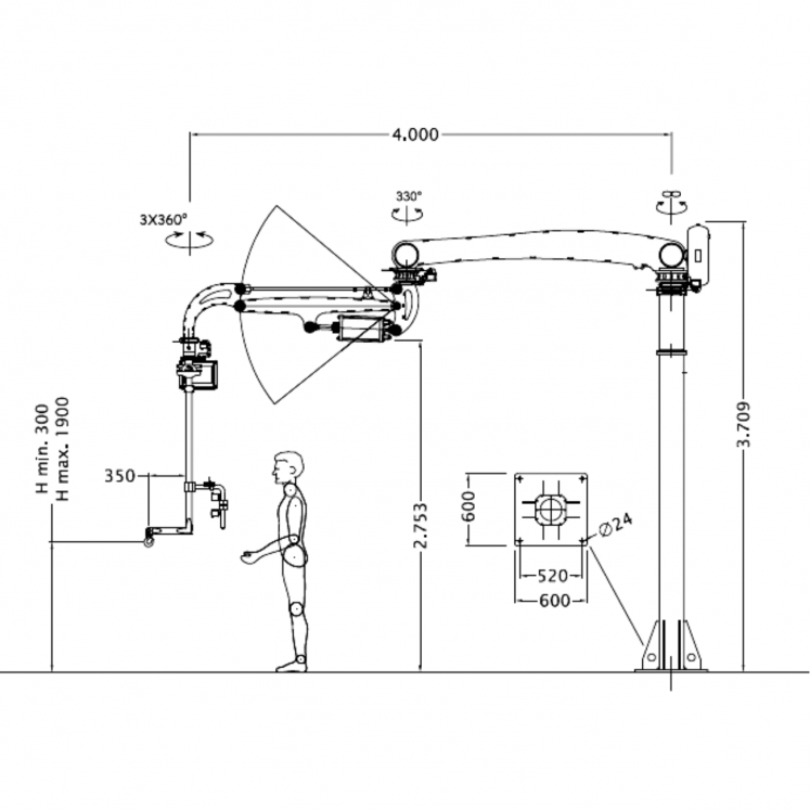 B-HANDLING M5020 MANIPULADOR PNEUMÁTICO COM BRAÇOS RÍGIDOS