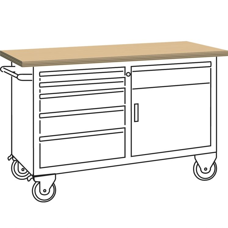 BANCADA DE TRABALHO COM RODAS E GAVETAS LISTA 41.506