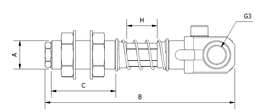 Braço de Vácuo com Mola e Corpo Roscado (Não Rotativo) e Cabeça Giratória
