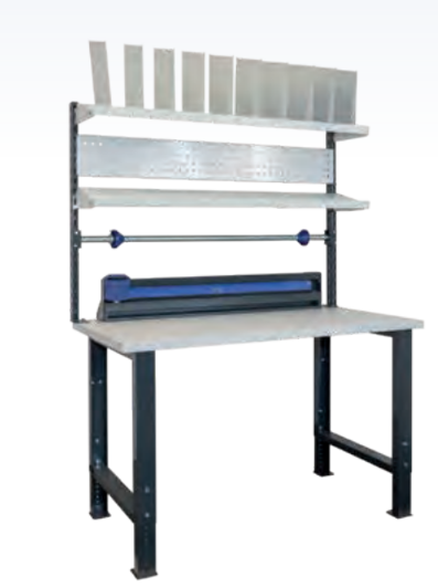 THURMETALL MESA DE EMBALAGEM 2 SUPORTES, 2 PRATELEIRAS, 1 ROLO, DISPOSITIVO DE CORTE