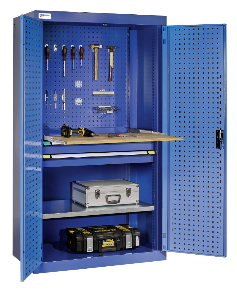 THURMETALL ARMáRIO PARA CARGA PESADA 1 PLACA MULTIPLEX, 1 PRATELEIRA, 2 GAVETAS