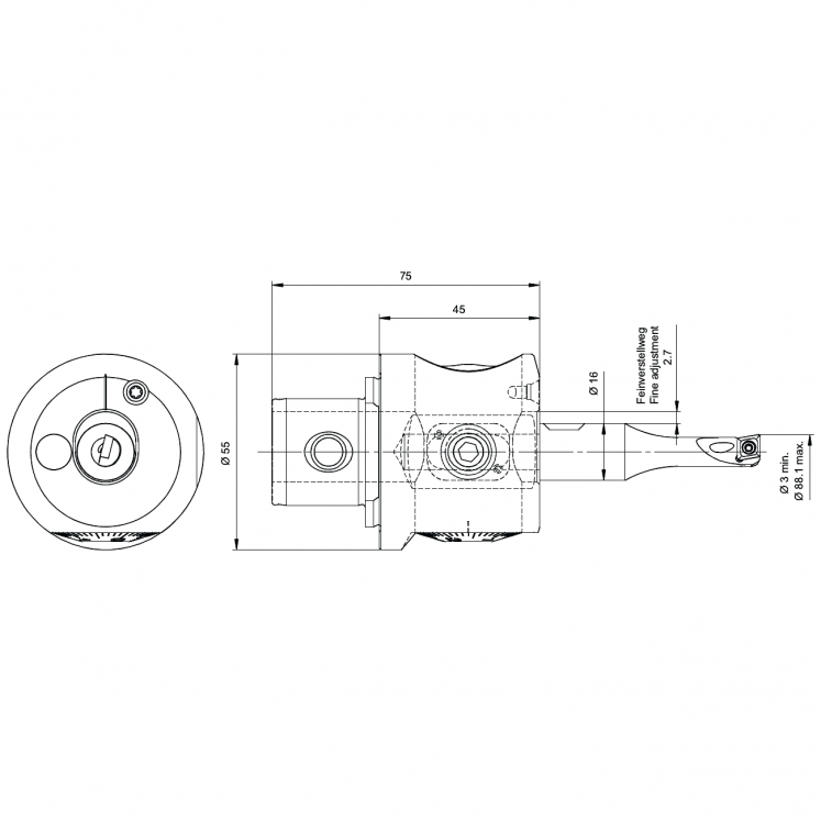 SWISS MBM CABEÇA MICROMÉTRICA  DIGITAL MONOCORTE - D3 - D88,10