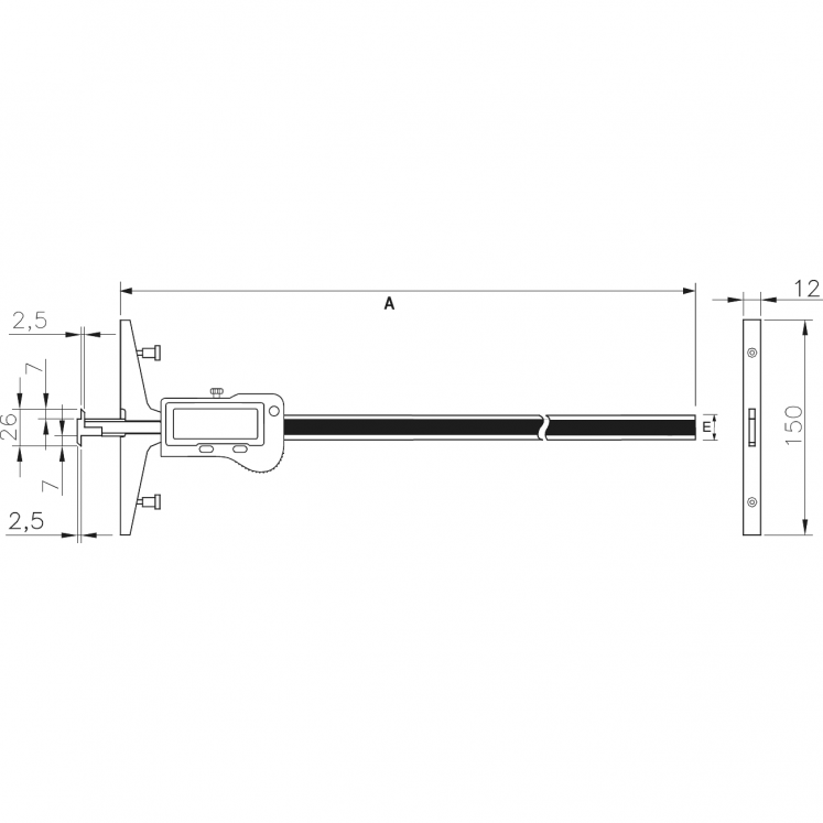 ALPA D0103 AA064 Paquímetro de Profundidade Digital IP67