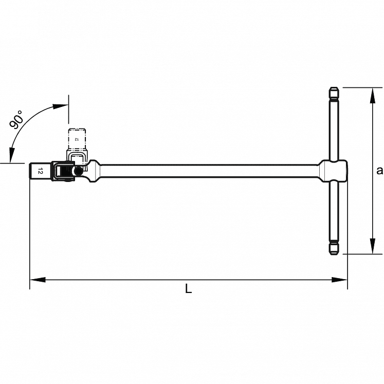 JOGO DE CHAVES EM T ARTICULADAS COM MACHO HEXAGONAL